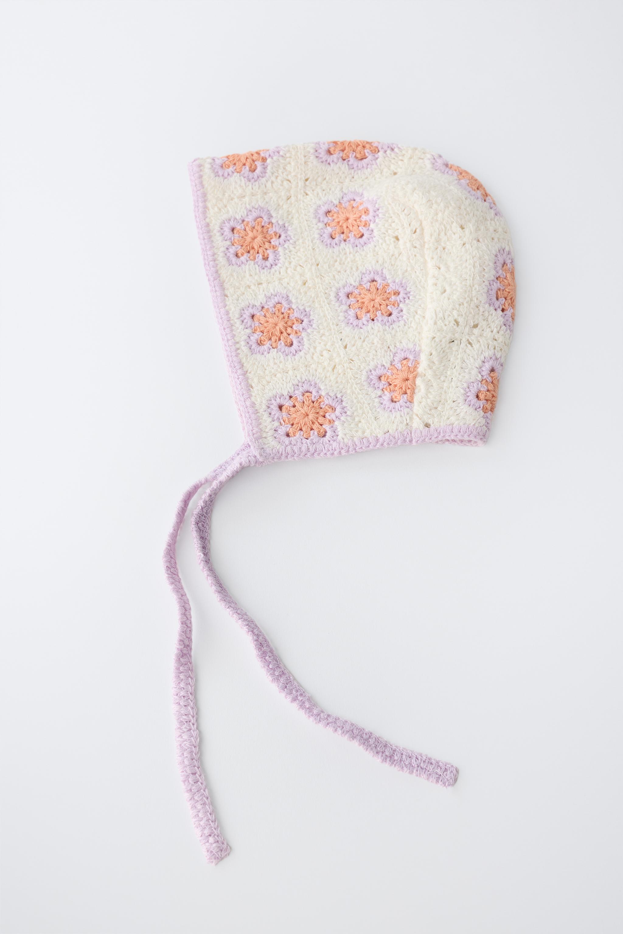 CROCHET FLOWER KNIT BONNET